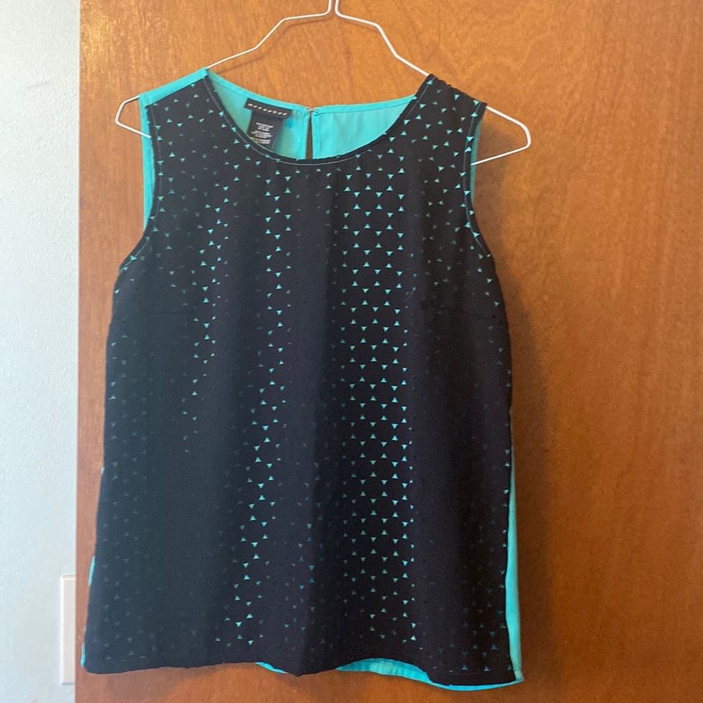 Metaphor Mint green and black medium sleeveless blouse